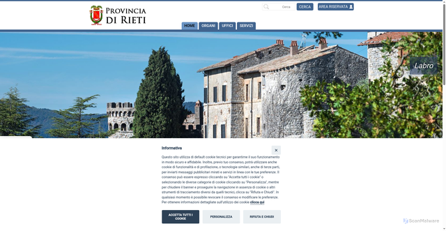 Security scan screenshot of https://www.provincia.rieti.it