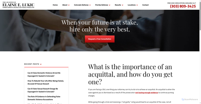 Security scan screenshot of https://www.lukiclaw.com/2020/08/what-is-the-importance-of-an-acquittal-and-how-do-you-get-one/