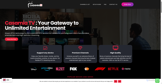 Security scan screenshot of https://casamiatv.com/