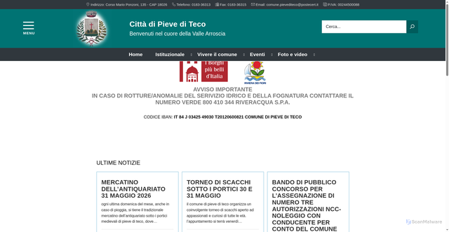 Security scan screenshot of https://www.comune.pievediteco.im.it