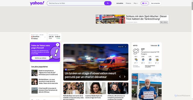 Security scan screenshot of https://yahoo.fr