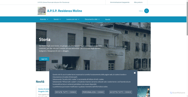 Security scan screenshot of https://www.residenzamolino.it/