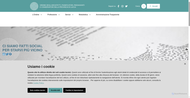 Security scan screenshot of https://www.architettilucca.it/