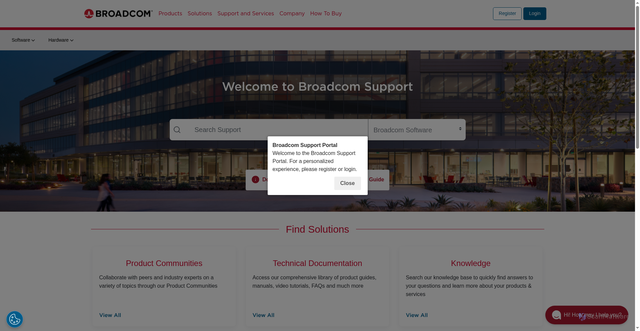 Security scan screenshot of https://knowledge.broadcom.com