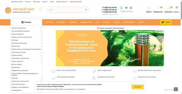 Security scan screenshot of https://www.svet-mir.ru