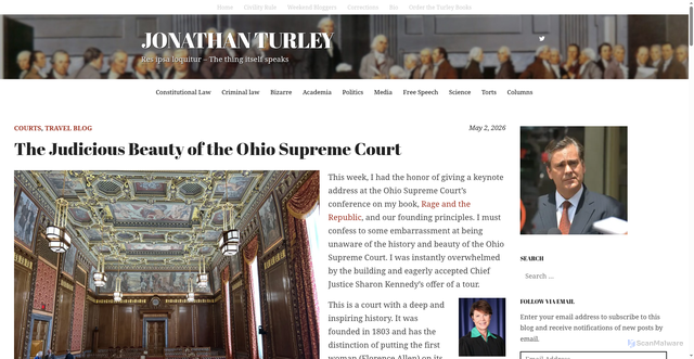 Security scan screenshot of https://jonathanturley.org/2026/05/02/the-judicious-beauty-of-the-ohio-supreme-court/