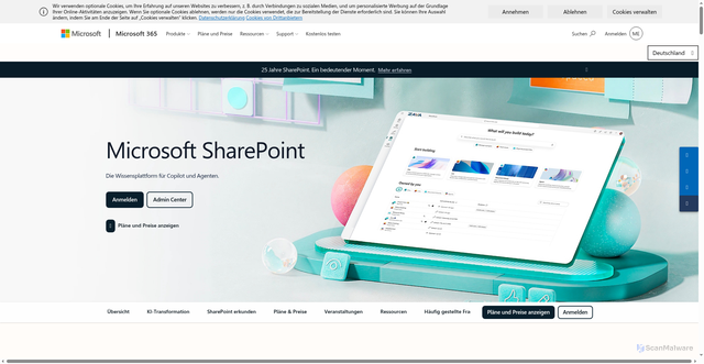Security scan screenshot of https://sharepoint.microsoft.com