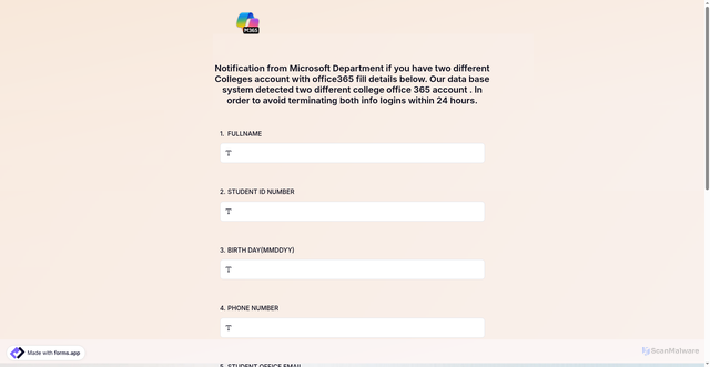 Security scan screenshot of https://k1ppskdl.forms.app/untitled-form-2