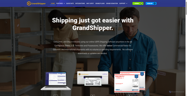 Security scan screenshot of https://grandshipper.com