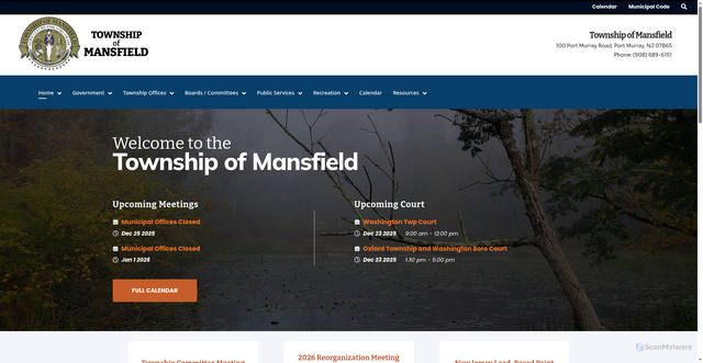 Security scan screenshot of https://mansfieldtownship-nj.gov/