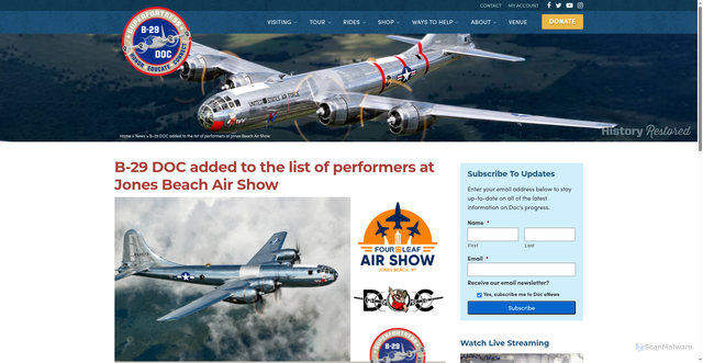Security scan screenshot of https://www.b29doc.com/b-29-doc-added-to-the-list-of-performers-at-jones-beach-air-show/