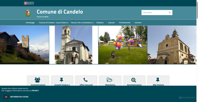 Security scan screenshot of https://www.comune.candelo.bi.it/hh/index.php
