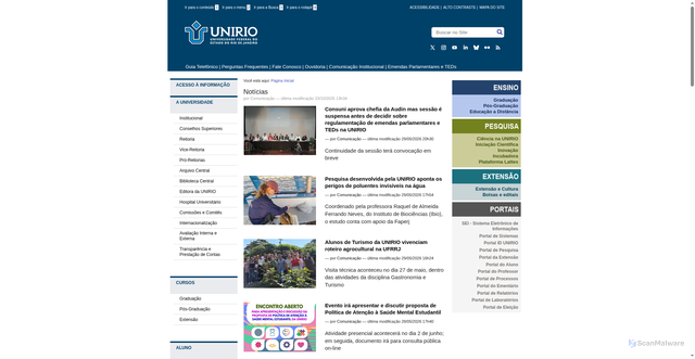 Security scan screenshot of http://www.unirio.br/