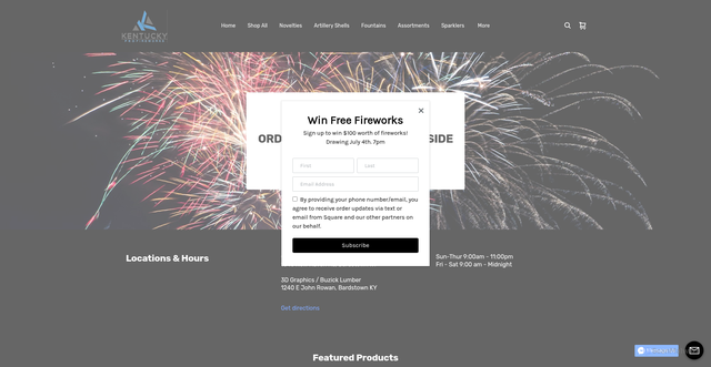 Security scan screenshot of https://kyfireworks.square.site/