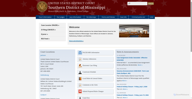 Security scan screenshot of https://www.mssd.uscourts.gov/