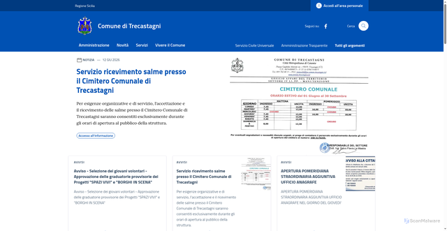 Security scan screenshot of https://www.comune.trecastagni.ct.it