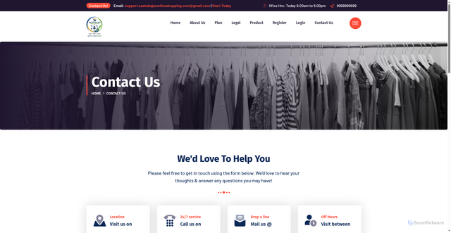 Security scan screenshot of https://sastabajaronlineshopping.com/contact-us