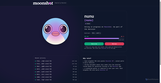 Security scan screenshot of https://moonshot-listing-9nu.netlify.app/