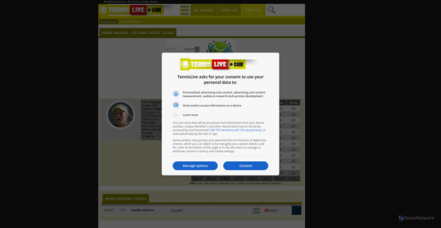 Security scan screenshot of https://www.tennislive.net/wta/amanda-anisimova/