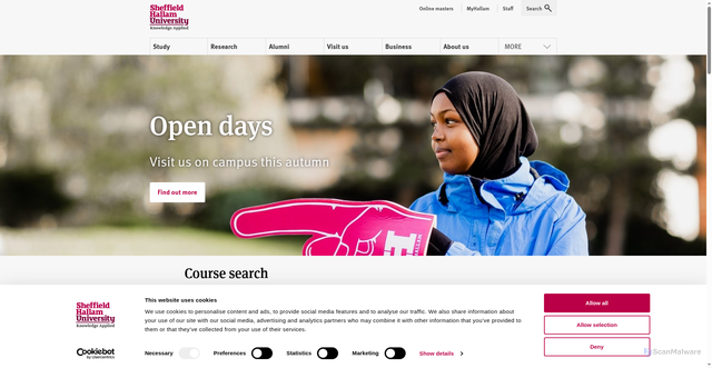 Security scan screenshot of https://www.shu.ac.uk/