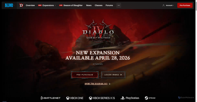 Security scan screenshot of https://diablo4.blizzard.com/en-gb/