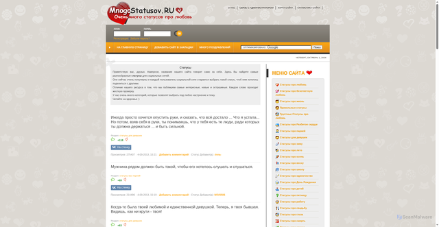 Security scan screenshot of https://mnogostatusov.ru