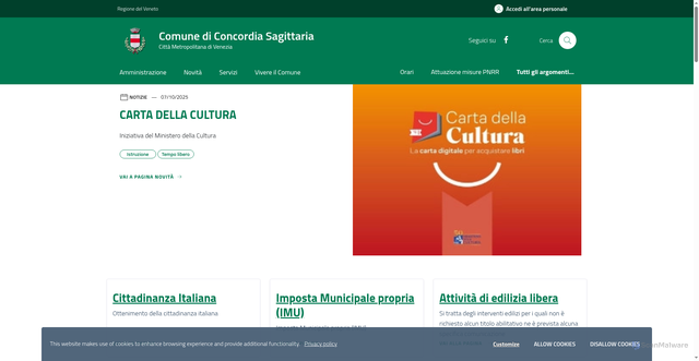 Security scan screenshot of https://www.comune.concordiasagittaria.ve.it/home