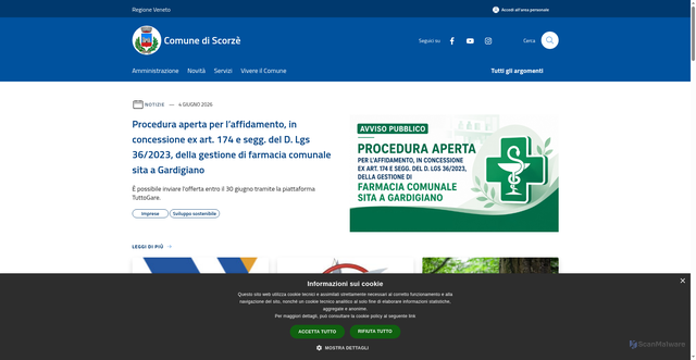 Security scan screenshot of https://www.comune.scorze.ve.it