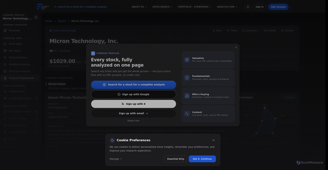 Security scan screenshot of https://www.researchfrc.com/stocks/MU/micron-technology-inc