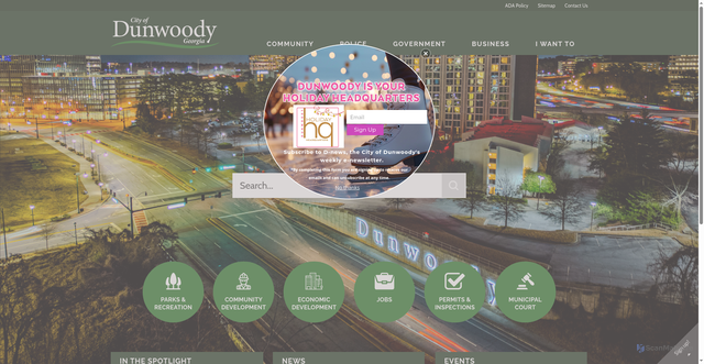 Security scan screenshot of https://www.dunwoodyga.gov/