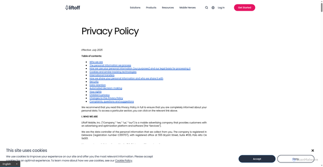 Security scan screenshot of https://click.liftoff.io/