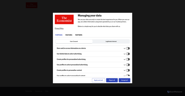 Security scan screenshot of https://myaccount.economist.com