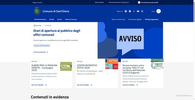 Security scan screenshot of https://www.comune.santelena.pd.it