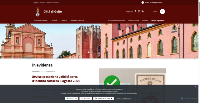 Security scan screenshot of https://www.comune.goito.mn.it