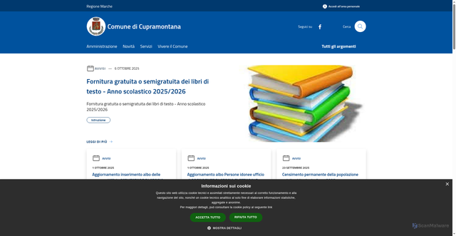 Security scan screenshot of https://www.comune.cupramontana.an.it/it
