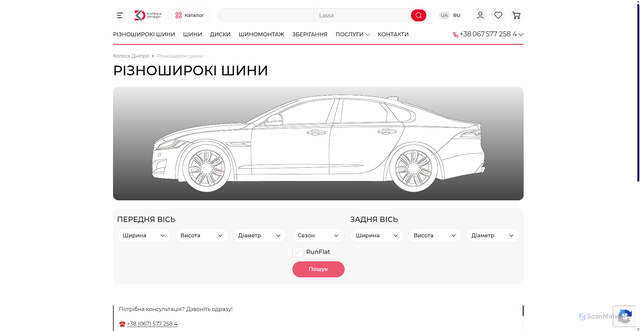 Security scan screenshot of https://kolesa.dp.ua/wide-tires