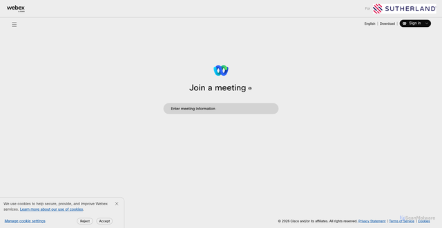 Security scan screenshot of https://sutherland.webex.com