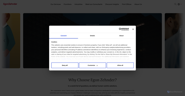 Security scan screenshot of https://egonzehnder.com