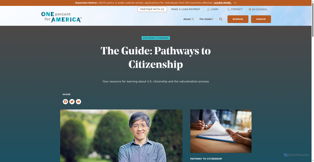 Security scan screenshot of https://www.onepercentforamerica.org/the-guide/pathway-to-citizenship