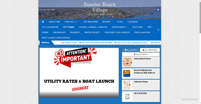 Security scan screenshot of https://sunrisebeachtx.gov/