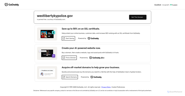 Security scan screenshot of https://westlibertykypolice.gov/