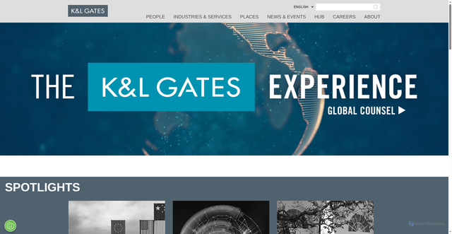 Security scan screenshot of https://www.klgates.com