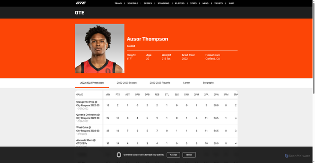 Security scan screenshot of https://overtimeelite.com/players/cbb0c3ec-f9f2-43e6-bb6e-6e4ef5702d92