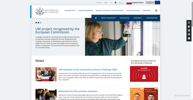 Security scan screenshot of https://en.uw.edu.pl/