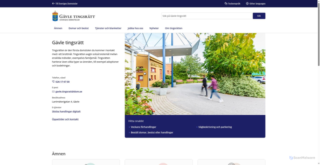 Security scan screenshot of https://www.domstol.se/gavle-tingsratt/