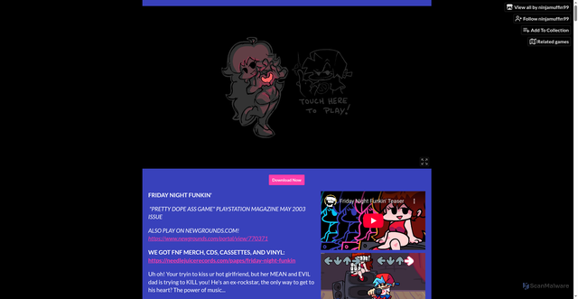 Security scan screenshot of https://ninja-muffin24.itch.io/funkin/download/eyJpZCI6NzkyNzc4LCJleHBpcmVzIjoxNzY0NjU2MTc1fQ%3d%3d.17stlXEK0pFeYxdBBuCcaFiC%2bHU%3d