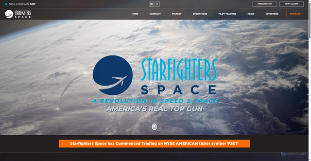 Security scan screenshot of https://starfightersspace.com