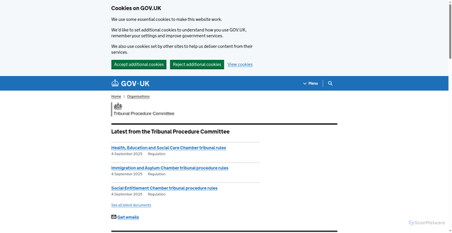 Security scan screenshot of https://www.gov.uk/government/organisations/tribunal-procedure-committee