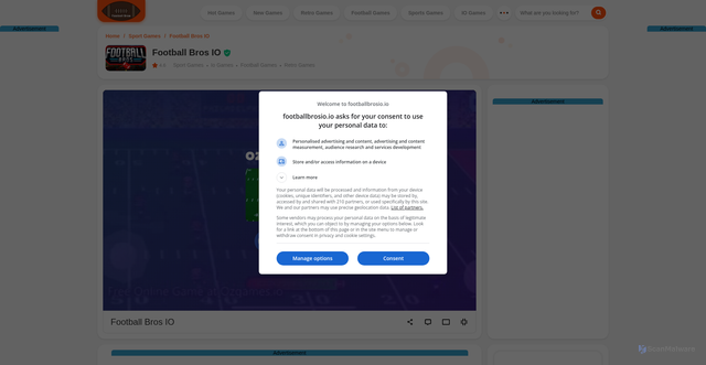 Security scan screenshot of https://footballbrosio.io