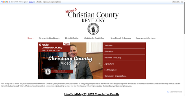 Security scan screenshot of https://christiancountyky.gov/